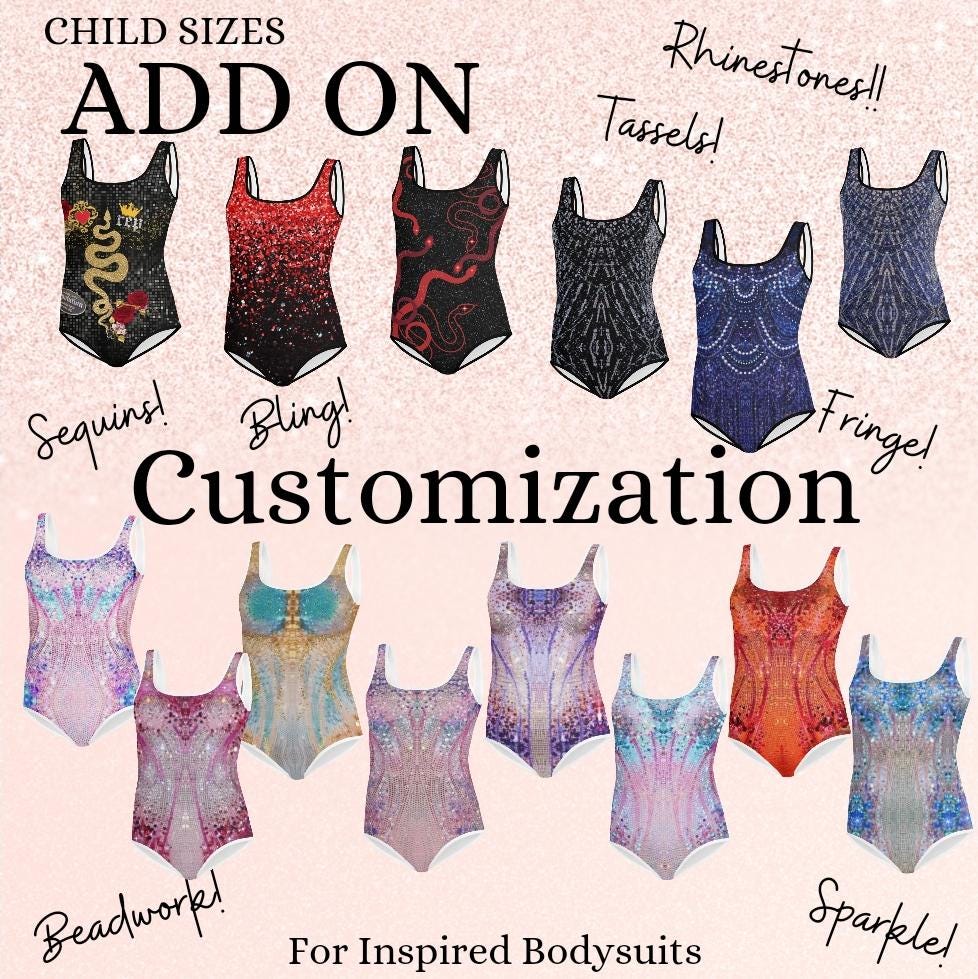 ADD-ON: Custom Bejeweled Embellishment for Child Bodysuits Sequins, Rhinestones, Fringe, Tassels