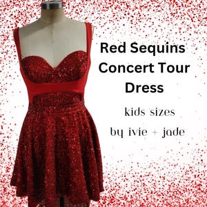 Kids Celebrity Inspired Red Sequins Concert Tour Dress | Twirly Red Sequin Sweetheart Dress | Retro Pinup Taylor Music Tour Dress