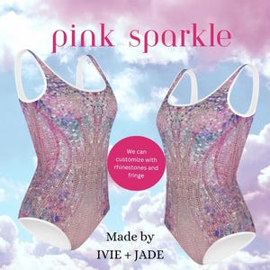 Girls PINK Sparkle Inspired Bodysuit | Youth Pastel Sparkle Print Leotard | Tween Eras Tour Outfit | Pop Star Costume