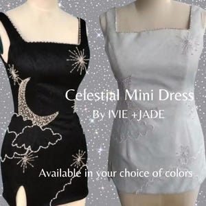 Beaded Midnight Sparkle Dress | Celeb Inspired Mini Dress | Sparkly Taylor Birthday Dress | Unique Custom Made Hand Beaded Celestial Dress