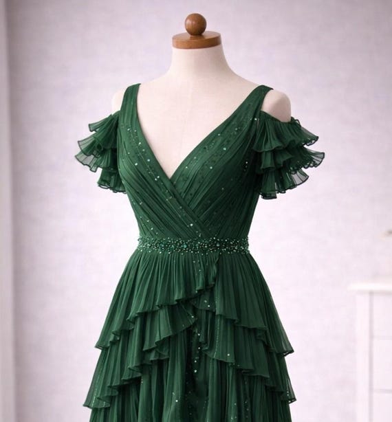 Layered Sparkle Open-front Formal Gown  Custom Color Statement Dress - Etsy