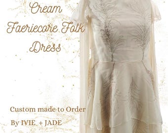 Taylor Inspired Cream Folk Faerie Dress | Concert Tour Outfit Replica | Unique Custom Made Ivory Fairy Dress | Custom Faeriecore Dress