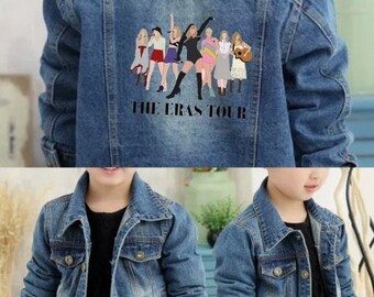 Kids ERAS Tour Denim Jacket | Customized Rhinestone Taylor Jacket | Unique ERAS Tour Jacket in youth size | Custom Swift Apparel for Girls