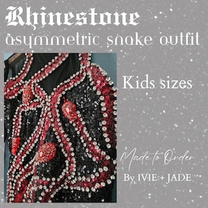 Kids Rhinestone and Sequins Snake Bodysuit | Taylor Inspired Sparkly Asymmetric Bodysuit Replica | Unique Snakes Concert Tour Outfit