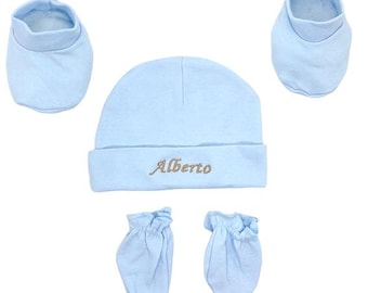 Bebe Personalizado Gorrito Y Manoplas Recien Nacido Gorro Y