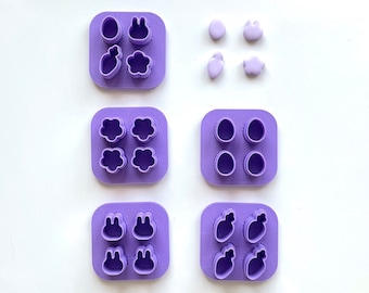 Micro Polymer Clay Cutters: Bunny, Egg, Carrot, Flower