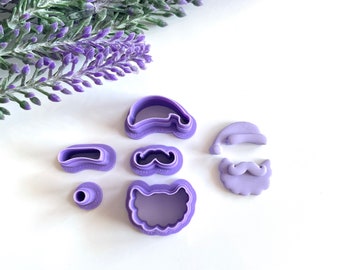 Juego de cortadores de cabeza de Papá Noel navideño: arcilla polimérica y cortadores de galletas