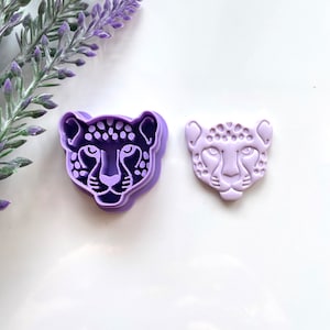 Cortador de argila polimérica com rosto de leopardo e chita: brincos de animais, cortador de biscoitos