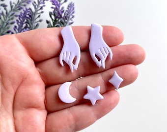 Celestial hand cutter for polymer Clay, star moon twinkle cutters, Cookie cutters, Metal clay air dry clay, do it yourself