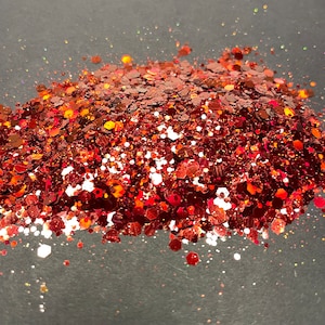 Grosses paillettes holographiques rouges : polyester hexagonal pour bricolage