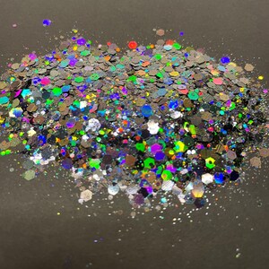 Grey HOLOGRAPHIC Chunky Glitter, do it yourself, hexagon glitter, polymer clay supply, body glitter, nail art