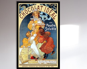 アルフォンス・ミュシャ作「ショコラ・イデアル」ヴィンテージ
