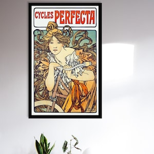 Alphonse Mucha&#39;s Cycles Perfecta | 1902 Advertisement Poster | Vintage Art Nouveau Wall Art | Mucha Print | Instant Download