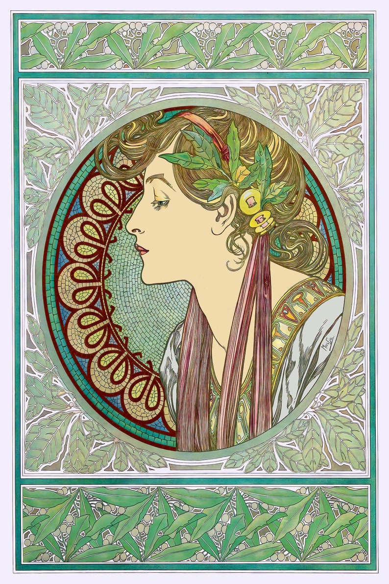 Laurel 1901, Alphonse Mucha, Vintage Poster, Art Nouveau Wall Art ...