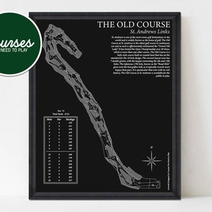 Impressão do campo de golfe de St. Andrews, mapa de St. Andrews, impressão de campo de golfe, arte de golfe, arte de parede de St. Andrews, presentes de golfe para homens, mapa de golfe