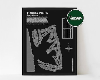 Torrey Pines Golf Course Print, Torrey Pines Golf Map, Golf Print, Golf Art, Golf gifts for men