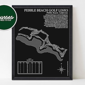 Pebble Beach Golf Platz Druck, Pebble Beach Karte, Platz drucken, Golf Kunst, Pebble Beach Wandkunst, Golf Karte