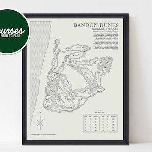 Bandon Dunes Golf Course Print, Bandon Dunes Map, Golf course print, Golf Art, Bandon Dunes Wall Art, Golf Map, Golf gifts for men