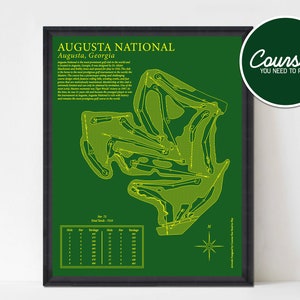 Augusta National Golf Course Print, Augusta National Map, Golfbaan print, golfkunst, Augusta Wall Art, Golfkaart, Golfcadeaus voor mannen