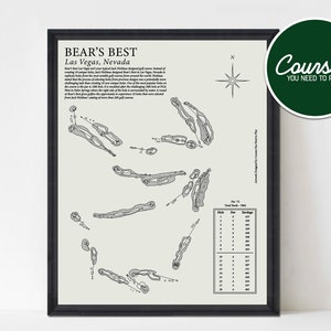 Bären Bester Las Vegas Golfkurs Druck, Bären Beste Golfkarte, Golf Druck, Golfkunst, Golfgeschenke für Männer