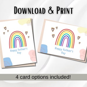 Druckbare Vatertagskarte für Papa Download Last Minute Karte für Vatertagsgeschenk Digitale Karte Regenbogen Einzigartiges Design Personalisiertes Geschenk