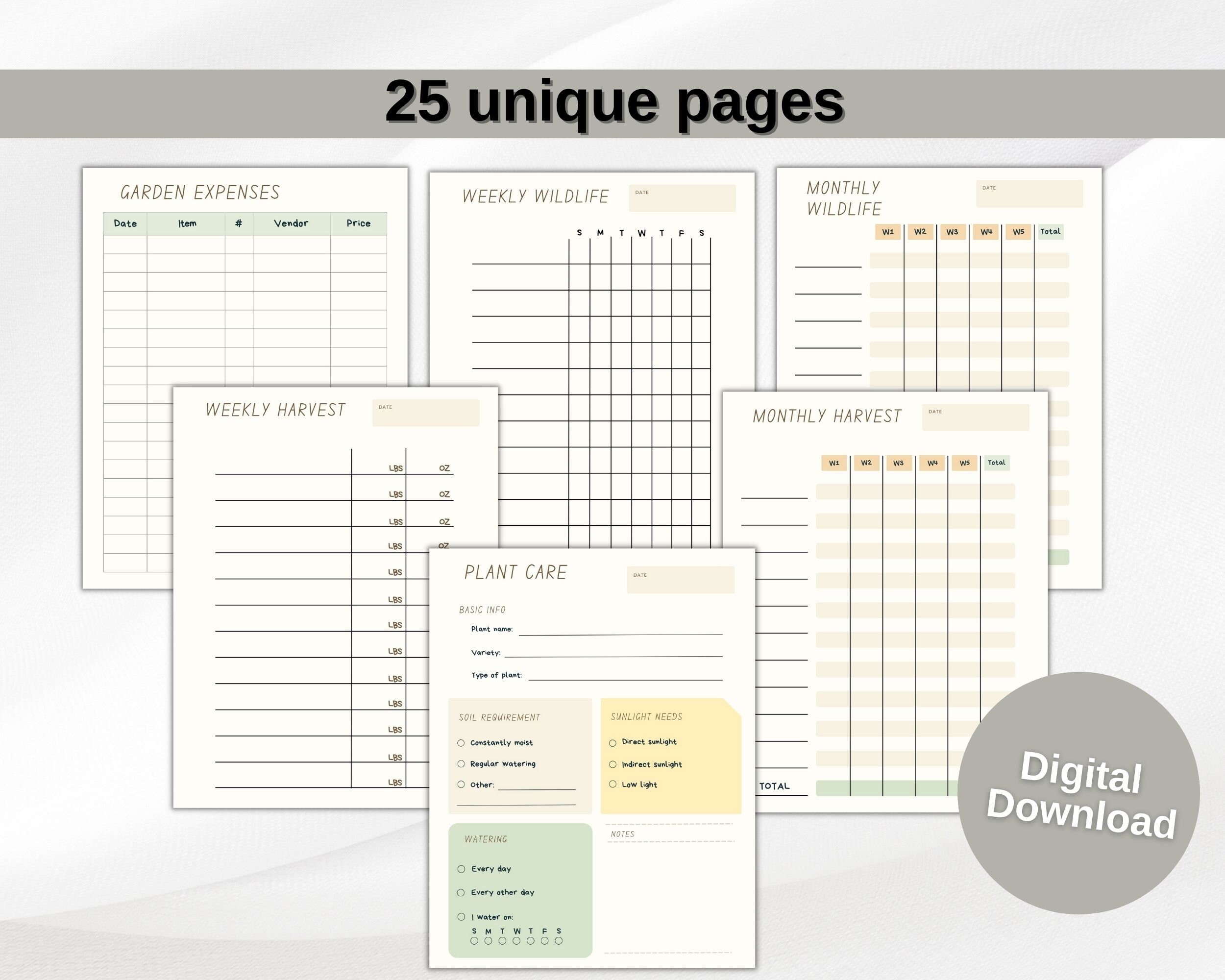 Gardening Planner Garden Log Seed Harvest Tracker Plant Care Plant ...
