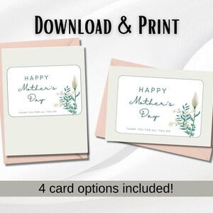 Cartão de Feliz Dia das Mães para impressão, Dia das Mães, Obrigado, Mãe, Download instantâneo do Dia das Mães Imprimir Cartão de Dia das Mães para Mãe Cartão Digital