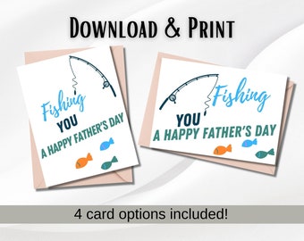 Printable Father's Day Card for Dad Download Last Minute Card for Father's Day Gift Digital Card Gone Fishing Dad Outdoor Dad Loves to Fish