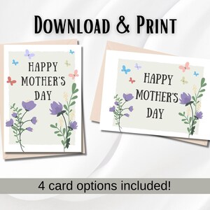 Tarjeta Imprimible del Día de la Madre con Mariposas Tarjeta con Flores Mamá Amante de la Naturaleza Tarjeta Simple Madre Naturaleza Descargar e Imprimir Día de la Madre