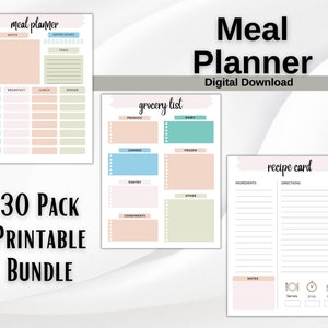 Meal Planner Pantry List Food Diary Meal Tracker Rezept Journal Meal Prep Food Einkaufsliste Meal Recipe Cards Kitchen Organisation Meal Plan