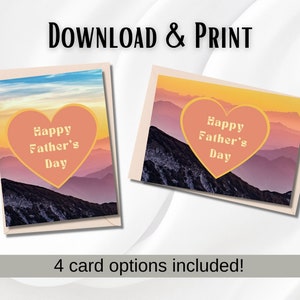Druckbare Vatertagskarte für Papa Download Last Minute Karte für Vatertagsgeschenk Digitale Karte Berg im Freien Einzigartiges Design