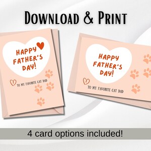 Tarjeta imprimible del Día del Padre para papá Descargar tarjeta de último minuto para el regalo del Día del Padre Tarjeta digital Gato Papá Amante de las mascotas ama al dueño del gato