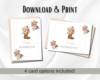 Printable Mother's Day Card for Cowgirl Mom Rustic Design Card for Mom Last Minute Mother's Day Unique Mother's Day Country Mom Horse Mom