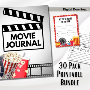 Printable Movie Planner Film Journal Movie Tracker Movie Lover of Film Review Movie Review Movie Log Film Log Movie Journal Download