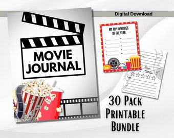 Printable Movie Planner Film Journal Movie Tracker Movie Lover of Film Review Movie Review Movie Log Film Log Movie Journal Download