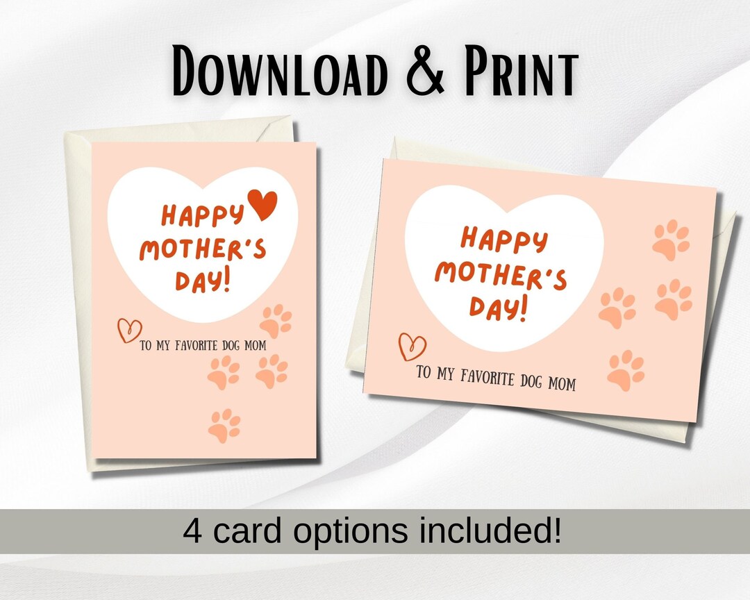 Happy Mother's Day Printable Card for Dog Mom Unique Mother's Day Gift ...