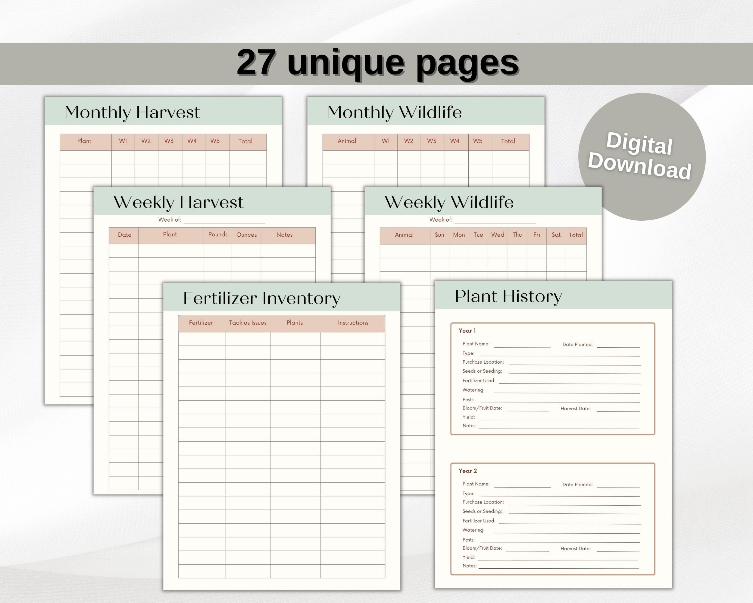 Gardening Planner Garden Planner Harvest Tracker Digital Gardening ...