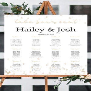 Seating chart gold, Seating chart wedding, Rust gold seating chart template, Gold wedding seating chart template, Customizable template
