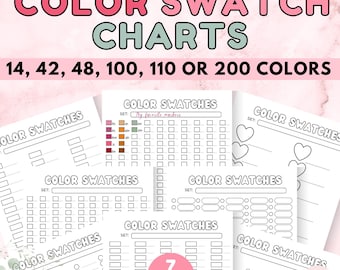 Tabla de muestras de marcadores de alcohol (PDF imprimible): Páginas de prueba de color (Descarga digital A4)