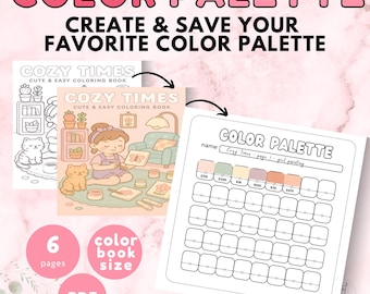 Color Palette Page: Cozy Coloring Book Swatch Chart (PDF Printable A4/Letter Size)