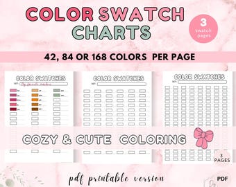 Color Swatch Chart 168, Color Swatches Sheets PDF, 168 Color Swatch Charts, Alcohol Markers, Coloring Pages PDF , Printable Coloring