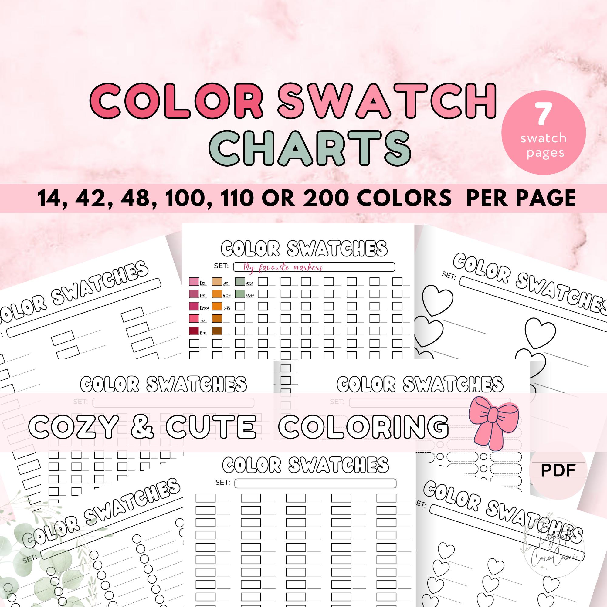 Color Swatch Chart, Color Swatches Sheets PDF, Color Swatch Charts, Alcohol Markers, Coloring Pages PDF , Printable Coloring Swatch Charts