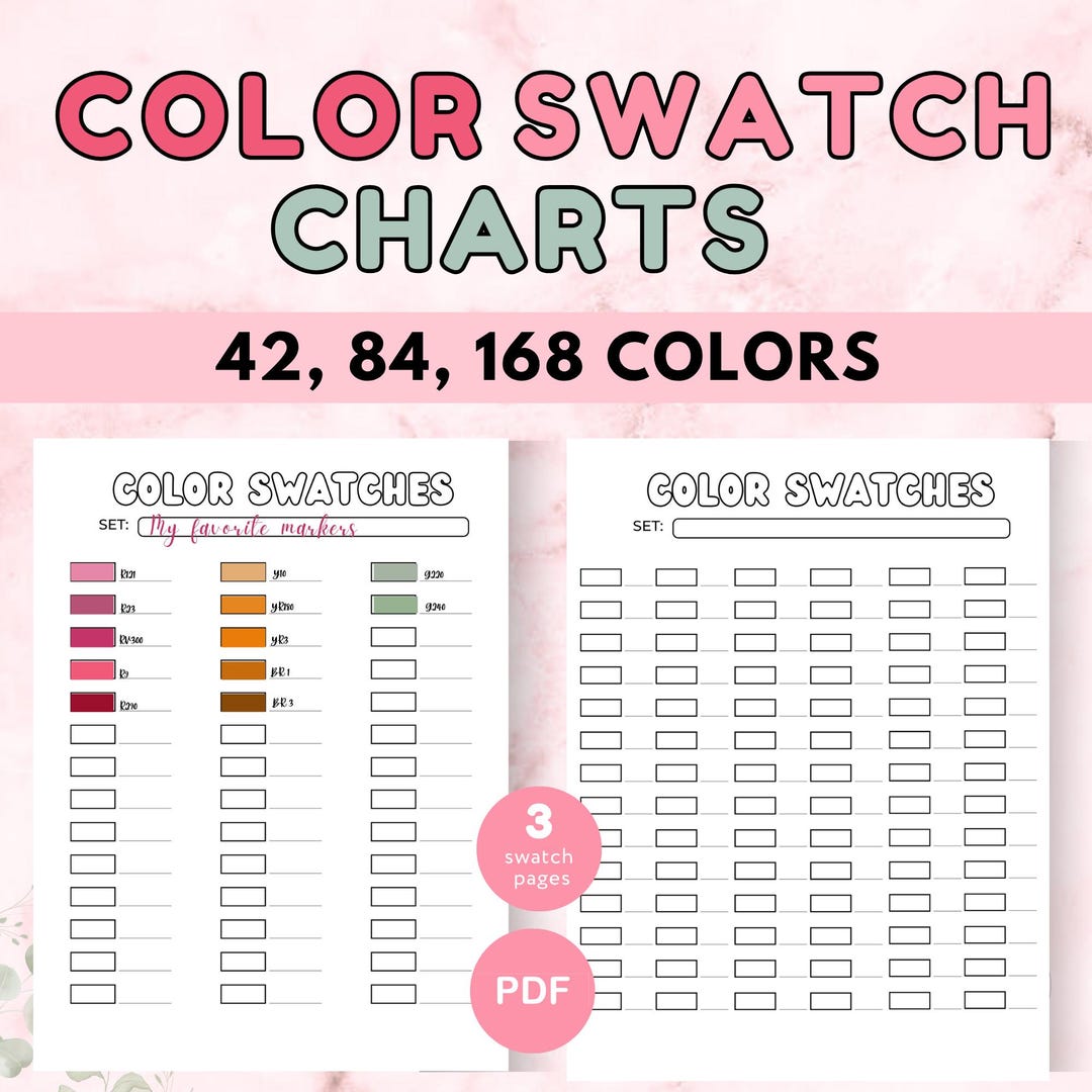 168 Color Swatch Chart: Alcohol Marker Coloring Pages (PDF) - Etsy