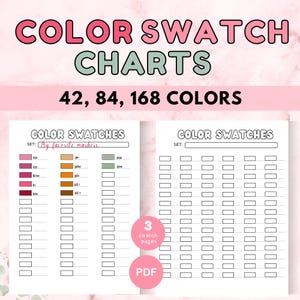 168 Color Swatch Chart: Alcohol Marker Coloring Pages (PDF)