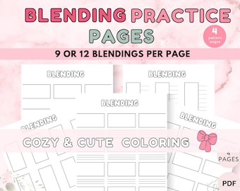Blending Practice Page, Blending Sheets PDF, Blending Color Chart, Alcohol Markers, Coloring Pages PDF , Printable Blending Pages