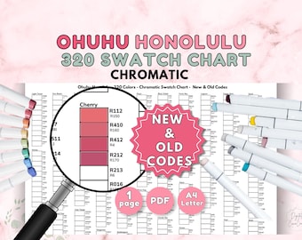 Ohuhu 320 Marker Swatch Chart – New & Old Codes (Printable PDF)