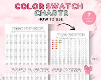 Color Marker Swatch Sheet Printable PDF - Alcohol Marker Color Swatches & Charts for Coloring Pages and Art Planning