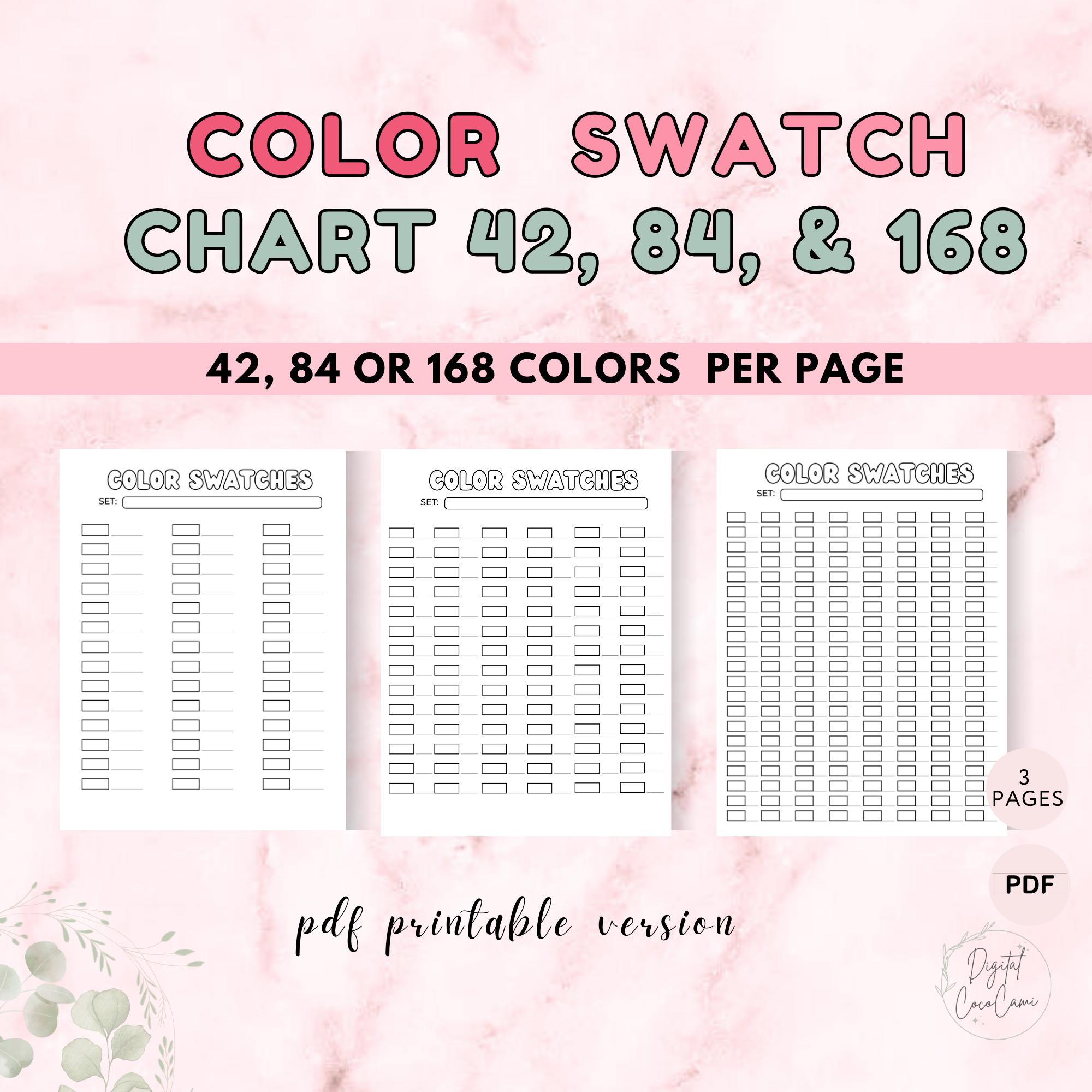 168 Color Swatch Chart: Alcohol Marker Coloring Pages (PDF) - Etsy