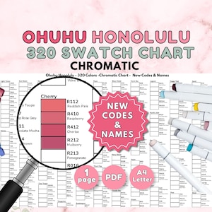 Ohuhu 320 Honolulu Marker Swatch Chart – New Codes & Names (Printable PDF)
