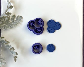 Blueberry Polymer Clay Cutters: Fruit Charm Tool, Single or Triple Berry
